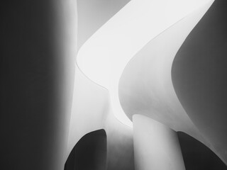 Poster - Curve wall white cement Architecture details Shade Shadow Abstract Background