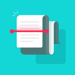 Poster - Scanning document icon vector or ocr software text recognition technology symbol flat cartoon illustration, paper file scan graphic image