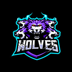 Wall Mural - Wolves Mascot Logo Design for eSport Gaming
