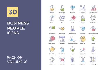 Wall Mural - Business People icons collection. Set vector line with elements for mobile concepts and web apps. Collection modern icons.