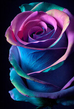 Head Of Blue And Pink Blooming Rose