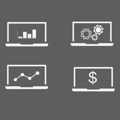 Poster - Laptop icons set. Laptop different style. collection Laptops or notebook computer. Flat and line icon.