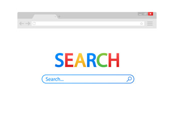 Poster - simple browser window on blue background. browser search. web browser in flat style. vector stock il