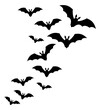 Flock of bats. Hand drawn vector illustration. Isolated objects on white background.