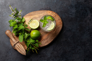 Poster - Mojito cocktail ingredients and drinks utensils