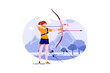 © freeslab - Female archer character Illustration concept on white background