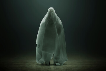 Wall Mural - White ghost on dark background