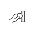 Hand insert coin line icon