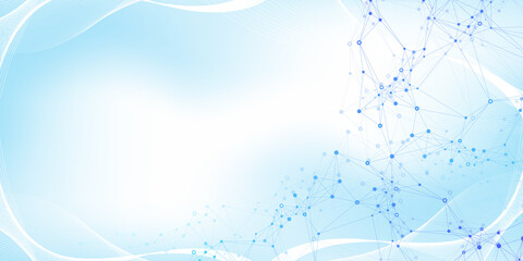 Aufkleber - Scientific illustration genetic engineering, DNA helix, DNA strand, molecule or atom, neurons. Genomic sequences visualization. Abstract structure for Science or medical background.