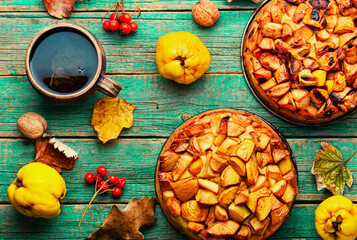 Wall Mural - Autumn cake with quince