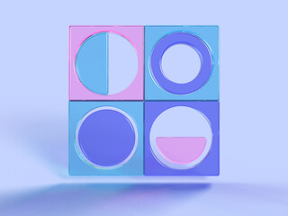 Aufkleber - 3D rendered illustration of transparent objects. Composition with glass elements. Visualization for abstraction.