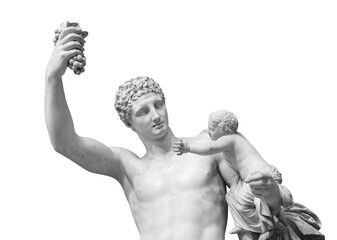 Sticker - Ancient Greek sculpture of Hermes and the infant Dionysus discovered in 1877 in the ruins of the Temple of Hera isolated on white background with clipping path