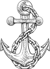 Poster - Anchor from Boat or Ship Tattoo Drawing