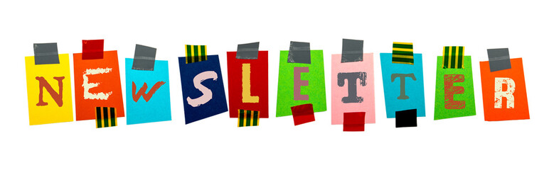 Wall Mural - Newsletter. Colorful letters on white background. Horizontal web banner.