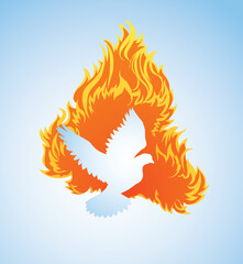 Pentecost sunday. Baptism with the Holy Spirit. Vector drawing icon