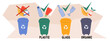 Recycling and waste sorting concept showing principles of right garbage separation, flat vector.