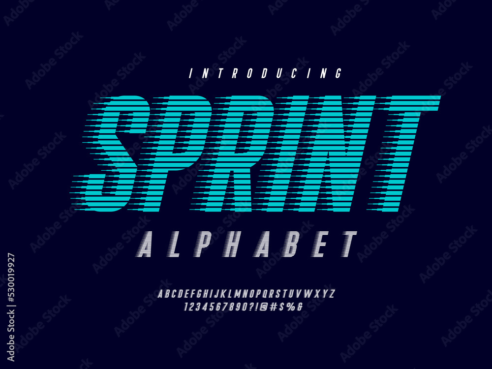 Speed Style Names Speed style alphabet design with uppercase, numbers and symbol Stock ...