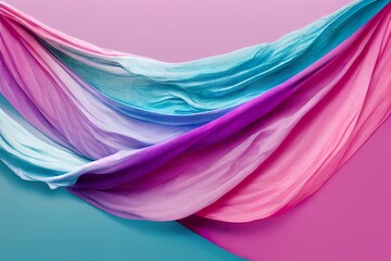 3d colorful dynamic fluid wave abstract background. Waves with fabric in pastel colors.