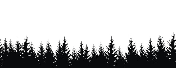 Seamless pattern with silhouettes of trees on white background