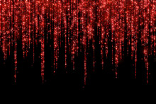 Red Glitter Festive Shiny Long Garland On Black Background. Vector