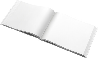 Poster - White cover book mockup, png, horizontal hardcover, isolated.