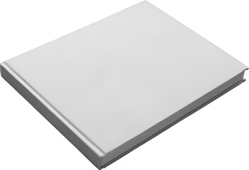 Poster - White cover book mockup, png, horizontal hardcover, isolated, front view.
