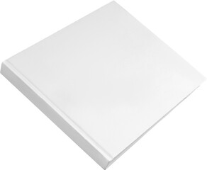 Poster - White cover book mockup, png, horizontal hardcover, isolated, front view.
