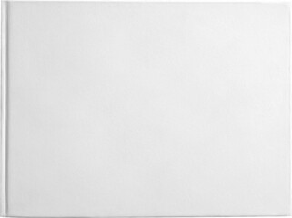 Poster - White cover book mockup, png, horizontal hardcover, isolated, front view.