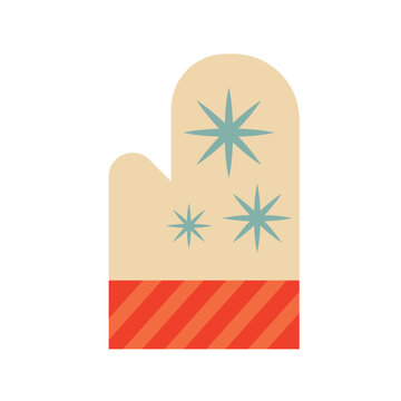  Christmas mittens in vintage retro style. Vector illustration