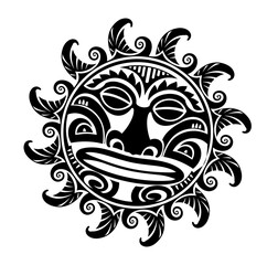 Wall Mural - Polynesian tattoo design mask.  Native ornament, isolated on white, vector illustration