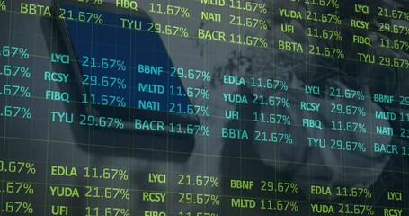 Poster - Animation of stock market data processing against close up of a smartphone