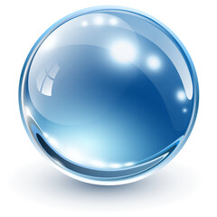 Aufkleber - Glass sphere icon isolated, 3D blue shiny ball illustration.