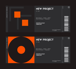 Poster - Modern exhibition ticket template layout made with abstract vector geometric shapes. Brutalism inspired graphics. Great for branding presentation, poster, cover, art, tickets, prints, etc.