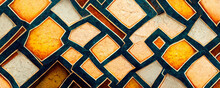 Warm Colored Stone Wall Pattern Closeup. Macro Architectural Design Texture Tile. CGI Render.