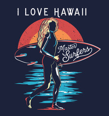 Wall Mural - Hawaii beach vector illustration for t-shirt and other uses.