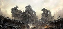 Heartfelt War Destruction Ruins Illustration Background Digital Illustration,Concept Art Illustration