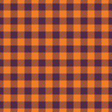 Checkered Gingham Plaid Seamless Pattern In Orange And Purple. For Thanksgiving Fabric, Textile And Texture