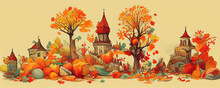 Orange Autumn Leaves Town As Wallpaper Background Design