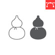Gourd calabash line and glyph icon, chinese bottle and drink, calabash vector icon, vector graphics, editable stroke outline sign, eps 10.