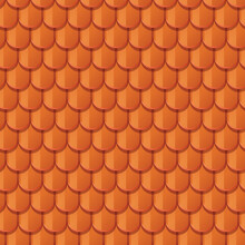 Roof Tile Seamless Pattern, Clay Rooftop - Flat Vector Illustration.