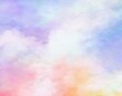 abstract watercolor background, Vanilla sky with clouds,colorful background,pastel ilustration