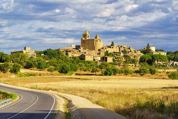 Panoramic view of the medieval village of Madremanya in the province of Girona, Catalonia, Spain.