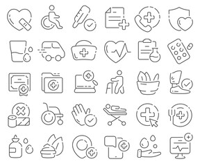 Poster - Medical line icons collection. Thin outline icons pack. Vector illustration eps10