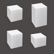 3d white cube isolated on white background. Square vector template. Realistic packaging design.