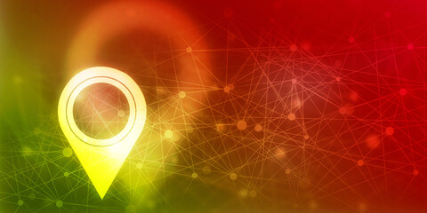 Fototapete - 2d rendering Red map pointer