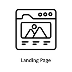 Landing Page Outline Vector Icon Design illustration on White background. EPS 10 File