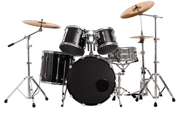 black and silver drum kit