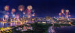 © CravenA - Celebration. Aerial view with fireworks light up sky over business district in Ho Chi Minh City ( Saigon ), Vietnam. Holidays, independence day, New Year and Tet holiday