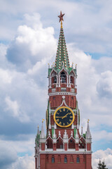 Spasskaya Tower of Moscow Kremlin on Red Square, Russia