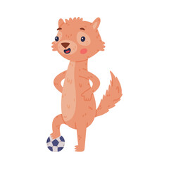 Poster - Cute Little Xerus Character with Pretty Snout Playing Football Vector Illustration